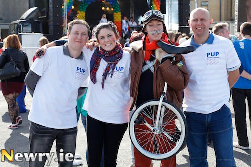 PUP Members with one of the performers at  the Pride in Newry Festival. Photograph: Columba O'Hare  Pride in Newry Festival 2013. Photograph: Columba O'Hare